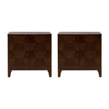 HULALA HOME Modern Buffet Cabinet Kitchen Storage Cabinet with 3D Geometric Design, Free Standing Sideboard Solid Wood Legs Adjustable Shelf, Walnut Accent Cabinet for Living Room Dining Room Hallway HULALA HOME