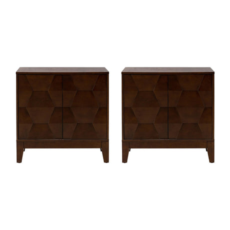 HULALA HOME Modern Buffet Cabinet Kitchen Storage Cabinet with 3D Geometric Design, Free Standing Sideboard Solid Wood Legs Adjustable Shelf, Walnut Accent Cabinet for Living Room Dining Room Hallway HULALA HOME
