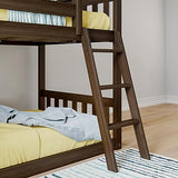 Max & Lily Twin Over Twin Low Bunk with Slide and Ladder, Wooden Bunk beds with 14” Safety Guardrail for Kids, Toddlers, Boys, Girls, Teens, Bedroom Furniture, Walnut Max & Lily