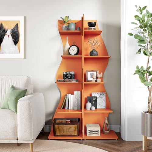 LITTLE TREE Small Corner Shelf, Modern 5-Tier Wall Corner Bookshelf, Stylish Bookcase Storage Rack for Small Space, Living Room, Bedroom LITTLE TREE