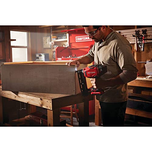 CRAFTSMAN V20 Cordless Finish Nailer Kit, Nail Gun, 16GA, 2-1/2 Nails, Battery and Charger Included (CMCN616C1) - WoodArtSupply