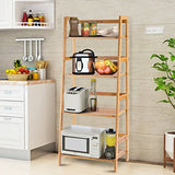 COSTWAY 47.5'' Natural Bamboo 4-Tier Ladder Shelf - Stylish Storage and Display Rack COSTWAY