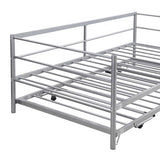 Nahenduo Twin Size Daybed with Pop up Trundle & Adjustable LED Lights, Futon Frame Bed, Metal Sofa Bed Frame for Living Room Bedroom Guest Room, Small Space, No Box Spring Needed (Sliver) Nahenduo