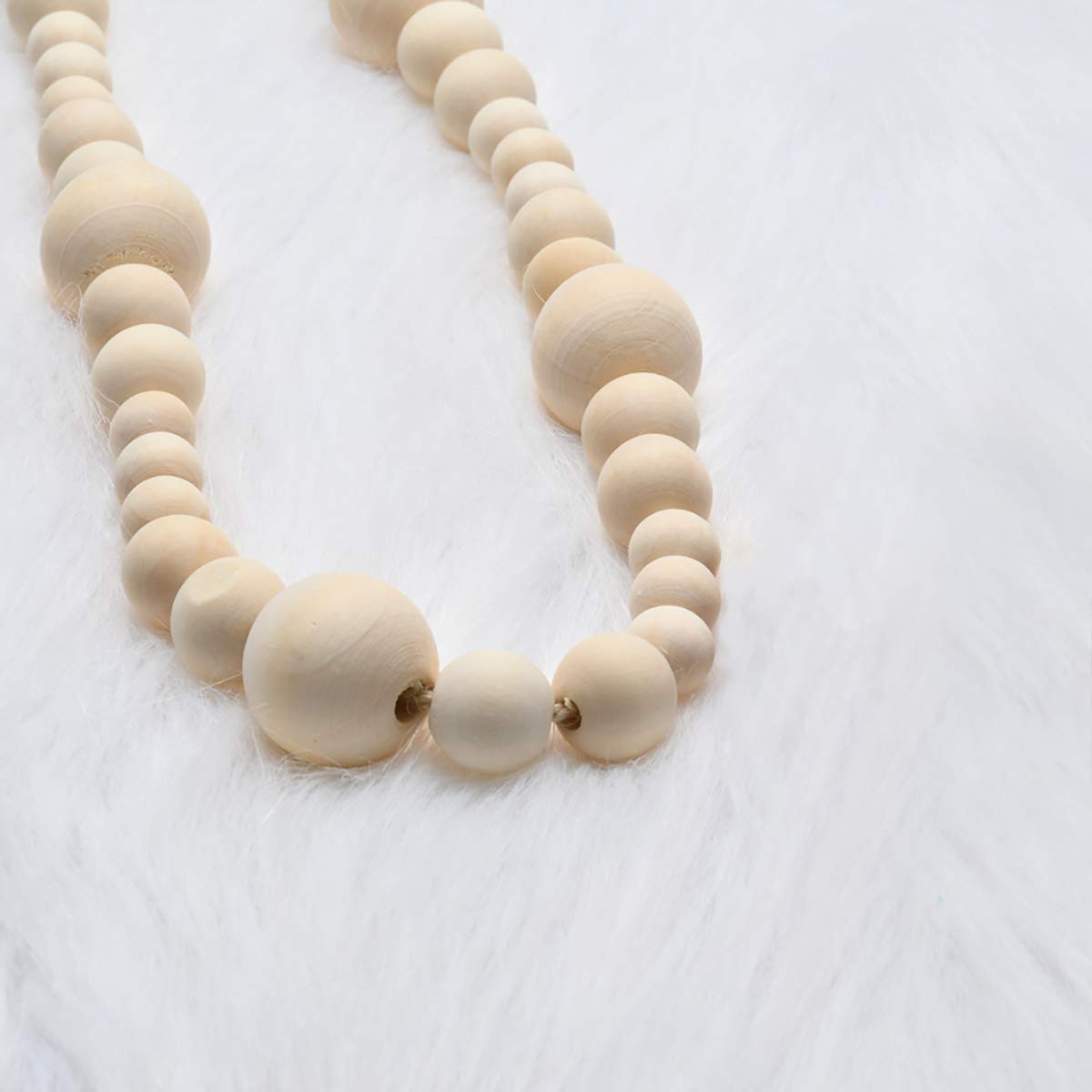 2PCS 86in Christmas Wood Bead Garland, Creative Wooden Beads Garland for Christmas Valentine‘s Day Decor, Farmhouse Wall Home Rustic Country Natural Holiday Decoration Hanging Prayer Beads Abitoncc