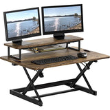 SHW 36-Inch Height Adjustable Standing Desk Converter Sit to Stand Riser Workstation, Rustic Brown SHW