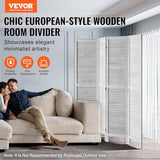 VEVOR Wood Room Divider, 4 Panel Folding Privacy Screen, 66.9 Inches Tall Indoor Wooden Partition, Portable Decoration Screen, for Room Separation, Home, Office, Restaurant & Bedroom (Light Grey) VEVOR