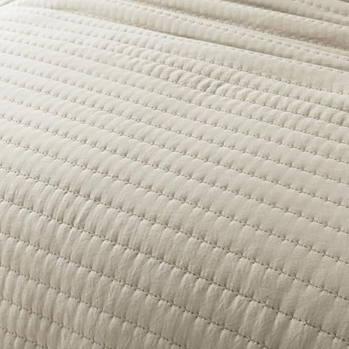 ROARINGWILD Neutral Beige Queen Size Quilt Bedding Sets with 2 Pillow Shams, Full Lightweight Soft Bedspread Coverlet, Quilted Blanket Thin Comforter Bed Cover for All Season, 3 Pieces, 90x90 inches ROARINGWILD