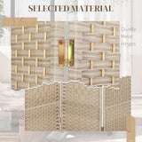 HOMCOM 3 Panel Room Divider, 6' Tall Folding Privacy Screen, Woven Freestanding Wall Partition for Home Office, Bedroom, Washed Oak HOMCOM