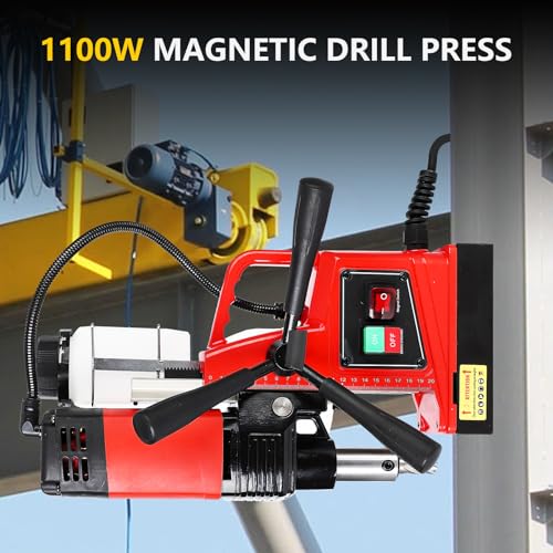 Portable Electric Mag Drill Press - Powerful 2922lbf, 1100W, 1.6" Boring Diameter, Variable Speed, 550RPM. - WoodArtSupply