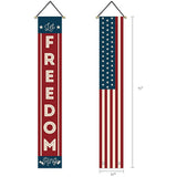 4th of July Decorations Outdoor Patriotic Memorial Day Decor, Independence Veterans Labor Day Hanging American Flag and Banner, Stars and Stripes Porch Sign Party Supplies - Red White Blue 2025 LeChamp