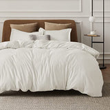 Bedsure Duvet Cover Queen Size - Soft Double Brushed Bedding Set for Kids & Adults, Zipper Closure, 3 Pieces, Includes 1 Duvet Cover (90"x90") & 2 Pillow Shams, NO Comforter, Cream White Bedsure
