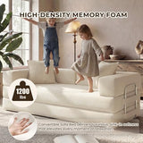 GRUSIGN 78 Inch Convertible Sofa Bed, 5-in-1 Futon Sofa Bed Pull Out Couch, Boneless Couch Bed for Living Room, Corduroy Boneless Couches for Bedroom, Apartment, No Assembly Sleeper Sofa Bed, Beige GRUSIGN