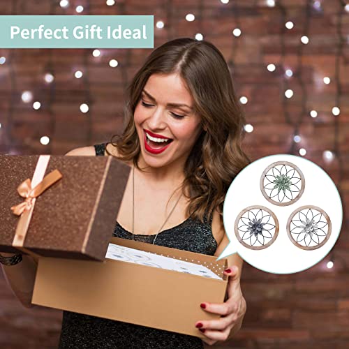 Paquesta 3 Piece Round Farmhouse Wall Decor with 6 Piece Interchangeable Flowers 12'' Medallion Wood & Metal Rustic Wall Art for Living Room Bedroom Kitchen Bathroom Dining Room Home Decorations Paquesta
