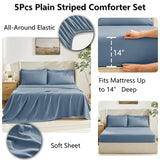 CozyLux Twin Comforter Set with Sheets Dusty Blue, 5 Pieces Bed in a Bag, Grayish Blue Comforter Twin Size, All Season Bedding Set with Stitch Quilted Comforter, Flat Sheet, Fitted Sheet, Pillowcases CozyLux