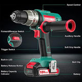 Cordless Hammer Drill Driver 18V, HYCHIKA 400 In-lbs Torque Power Drill with Auxiliary Handle, 1/2” Metal Chuck, 2.0Ah Battery, 1H Fast Charger, 21+3 Clutch, LED Light for Drilling Wood Metal Wall HYCHIKA BETTER TOOLS FOR BETTER LIFE