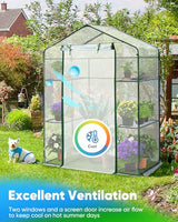 Quictent 56x29x77 in Portable Walk-in Greenhouse Mesh Door 3 Tiers 4 Shelves, Garden Plant Green House for Indoor Outdoor , 8 Stakes 4 Ropes, Clear Quictent