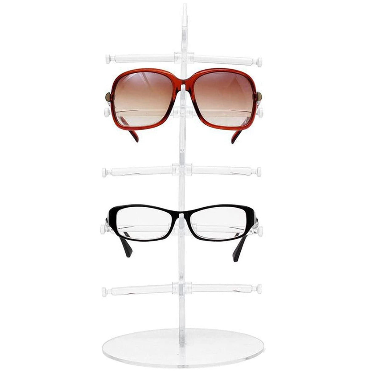 Anetiry 2 Pack Sunglasses Rack Eyeglasses Display Stand Holder Storage Organizer for 5 Glasses Acrylic Jewelry Eyewear Display for Selling Clear Anetiry