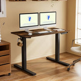FLEXISPOT EN1 One-Piece Standing Desk with 1-Inch Thick Desktop, 55"x28" Electric Height Adjustable Desk for Home Office & Multi-Device Workstations, Rustic Brown FLEXISPOT