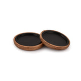 EDHAS Candlestick Holders Acacia Wood Set of 2 Wooden Candle Holder Plate Base for Living Room Coffee Table Centerpiece for Kitchen (4" X 4" X 0.75") EDHAS