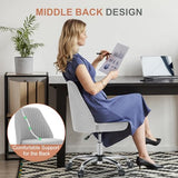 DUMOS Office Chair, Comfy Desk Chair Rolling Vanity Swivel Task Chairs with Wheels, Wide Seating Armless Height Adjustable Computer Chairs for Home,Bedroom,Student,Adults, Classic Grey DUMOS
