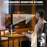 HOMCOM 55" Gaming Desk with Power Outlets and LED Lights, Reversible Computer Desk with Monitor Stand and 2-Tier Storage Shelves, Cable Management, for Home Office, Rustic Brown HOMCOM