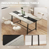 HOMCOM Industrial Dining Table for 8 People, 70.9" Long Rectangular Kitchen Table with Large Tabletop and Steel Legs for Dining Room, Distressed Gray HOMCOM