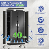 AUEYTVR 71" Tall Metal Garage Storage Cabinet with Wheels and Locking Doors and Tall Rolling Steel Tool Cabinet with 4 Adjustable Shelves for Garage,Home,Office,Shop (Black) AUEYTVR