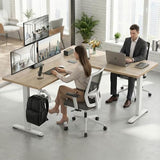 farexon 63x55 Inch L Shaped Standing Desk, Electric Adjustable Height Stand Up Desk, Corner sit Stand Desk with 39x18 in Mouse Pad, Hook, Home Office Writing Gaming Computer Workstation, Oak Grey farexon