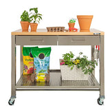 Seville Classics, Steel w/ Solid Wood Top, 48" W x 24" D x 37.5" H Seville Classics