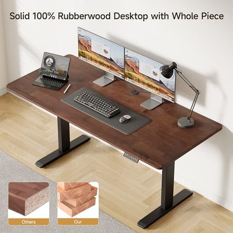 Onbrill Standing Desk, 47x23.6 Inches Whole-Piece Board Rectangle Stand Up Desk with Solid Wood Desktop and Memory Controller, Adjustable Height from 28-46 Inches for Home & Office, Black Walnut ONBRILL