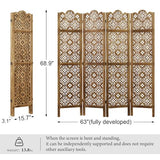 68.9Inch Folding Room Divider, 4 Panels Wood Carved Privacy Screens - Ideal Decorative Partition for Home, Office, Restaurant, Bedroom (Dark Brown) Svimi