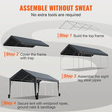 VEVOR Carport Car Canopy 10x20ft, Upgraded Heavy Duty Car Port Garage Boat Shelter Party Tent with 8 Reinforced Poles and 4 Weight Bags, UV Resistant Waterproof Tarp for SUV, Truck, Boat VEVOR