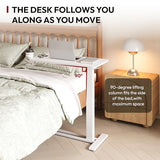 SANODESK Mobile Standing Desk with Hidden Wheels,Pneumatic Laptop Desk Rolling Computer Cart Movable Height Adjustable Small Sit Stand Desk for Home Office(31.5" W x 15.7" D,White) SANODESK