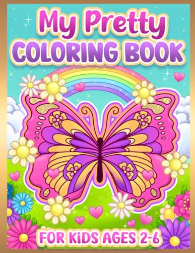 Coloring Book for Kids: Pretty, Cute Butterflies, Flowers & Animals for Toddlers and Girls Ages 2-6 WoodArtSupply
