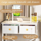 X-cosrack Small Makeup Vanity Desk with Mirror & Chair, Mini Vanity Desk Table Set with Fabric Storage Drawer, 19.7" Compact Vanity Desk for Girls, Dressing Table with Chair for Bedroom, White X-cosrack