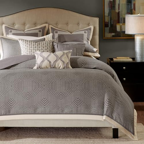 Madison Park Signature Cozy Comforter Set - All Season Bedding Combo Filled Insert and Removable Duvet Cover, Shams, Decorative Pillows, King (110 in x 96 in), Geometric Grey 10 Piece Madison Park