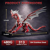 3D Metal Dragon Model Kit for Adults, Mechanical Pterosaur Puzzle, DIY Assembly Steel Model, Challenging Building Kit, Unique Gift for Men Desk Decor