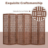 Giantex 6 Panels Room Divider - Folding Room Dividers with Carved Cutout Pattern & Solid Wood Frame, Fully Assembled, 5.5FT Antique Partition Privacy Screen Wall Divider for Room Separation, Brown Giantex