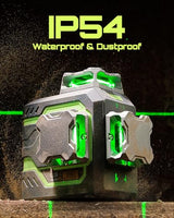 LasGoo LG-3DM Green Beam Laser Level, Self-Leveling 3x360° Cross Line Laser for Construction and Picture Hanging, 5200mAh Built-in Rechargeable Battery, Type-C Cable, Magnetic Rotating Stand Included LASGOO