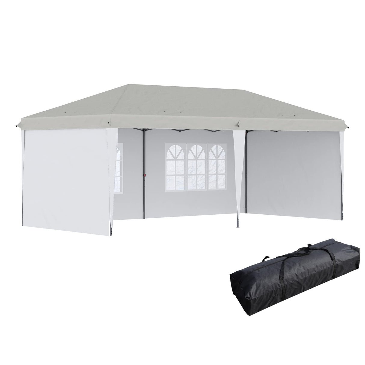 Outsunny 10' x 20' Pop Up Canopy Tent with 4 Sidewalls, Heavy Duty Tents for Parties, Outdoor Instant Gazebo with Carry Bag, for Outdoor, Garden, Patio, White Outsunny