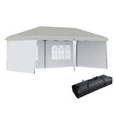 Outsunny 10' x 20' Pop Up Canopy Tent with 4 Sidewalls, Heavy Duty Tents for Parties, Outdoor Instant Gazebo with Carry Bag, for Outdoor, Garden, Patio, White Outsunny