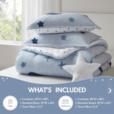 Intelligent Design Kids Cosmos Twin Size Comforter Set – Blue Star and Moon Tufted Chenille, Reversible 3-Piece Bedding with Star Pillow Intelligent Design