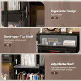 Flamaker Fireplace TV Stand for TVs up to 65'', 3-Sided Glass Media Entertainment Center Console with Storage, Adjustable Flame LED Color for Living Room (Black) Flamaker