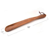 Bamber Wooden Shoe Horn Wood Shoehorn with Handle for Seniors Women Men Kids, 15'' Long, Black Walnut Bamber