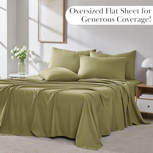 Southshore Fine Living, Inc. 6-Piece Full Size Bed Sheets Set, 21-Inch Extra Deep Pocket Fitted Sheet Full, Flat Sheet, Microfiber Bedding, Sage Green Pillow Cases Standard Size, Sage Green Sheets Southshore Fine Living, Inc.