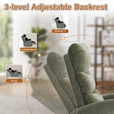 Manual Swivel Rocker Recliner Chair for Adults, Overstuffed Glider Chair for Nursing with Vibration Massage & Lumbar Heat, Living Room Rocking Recliner 3-Stage backrest, Chenille Fabric Green