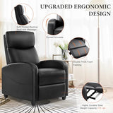 Sweetcrispy Recliner Chair Fabric Recliner Sofa No Massage, Home Theater Seating with Lumbar Support, Adjustable Push Back Overstuffed High-Density Sponge Reclining for Living Room, Grey