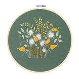 KISSBUTY Full Range of Embroidery Starter Kit with Pattern, Cross Stitch Kit Including Embroidery Fabric with Floral Pattern, Bamboo Embroidery Hoop, Color Threads and Tools Kit (Flowers Plants)