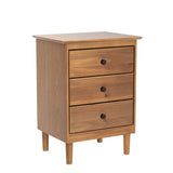 Walker Edison Myron Modern 2 Piece Solid Wood 3 Drawer Nightstand Set, 2 Pack, Caramel Walker Edison