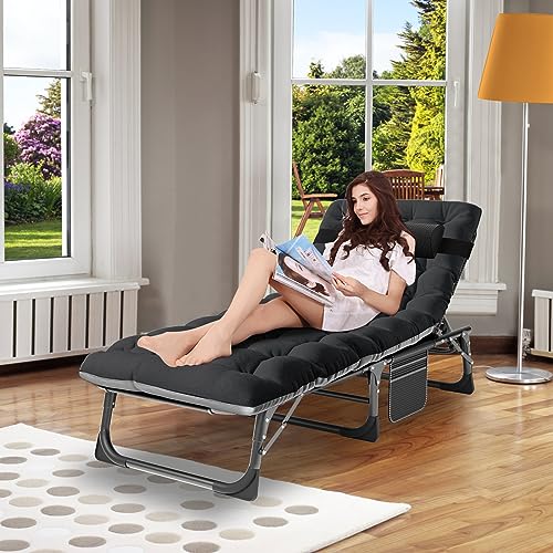 ABORON Heavy Duty Tanning Chair,Outdoor 5-Position Folding Chaise Lounge Chair with Pad,Portable Beach Lounge Chair for Outdoor Sunbathing Patio Pool Lawn Deck Poolside ABORON